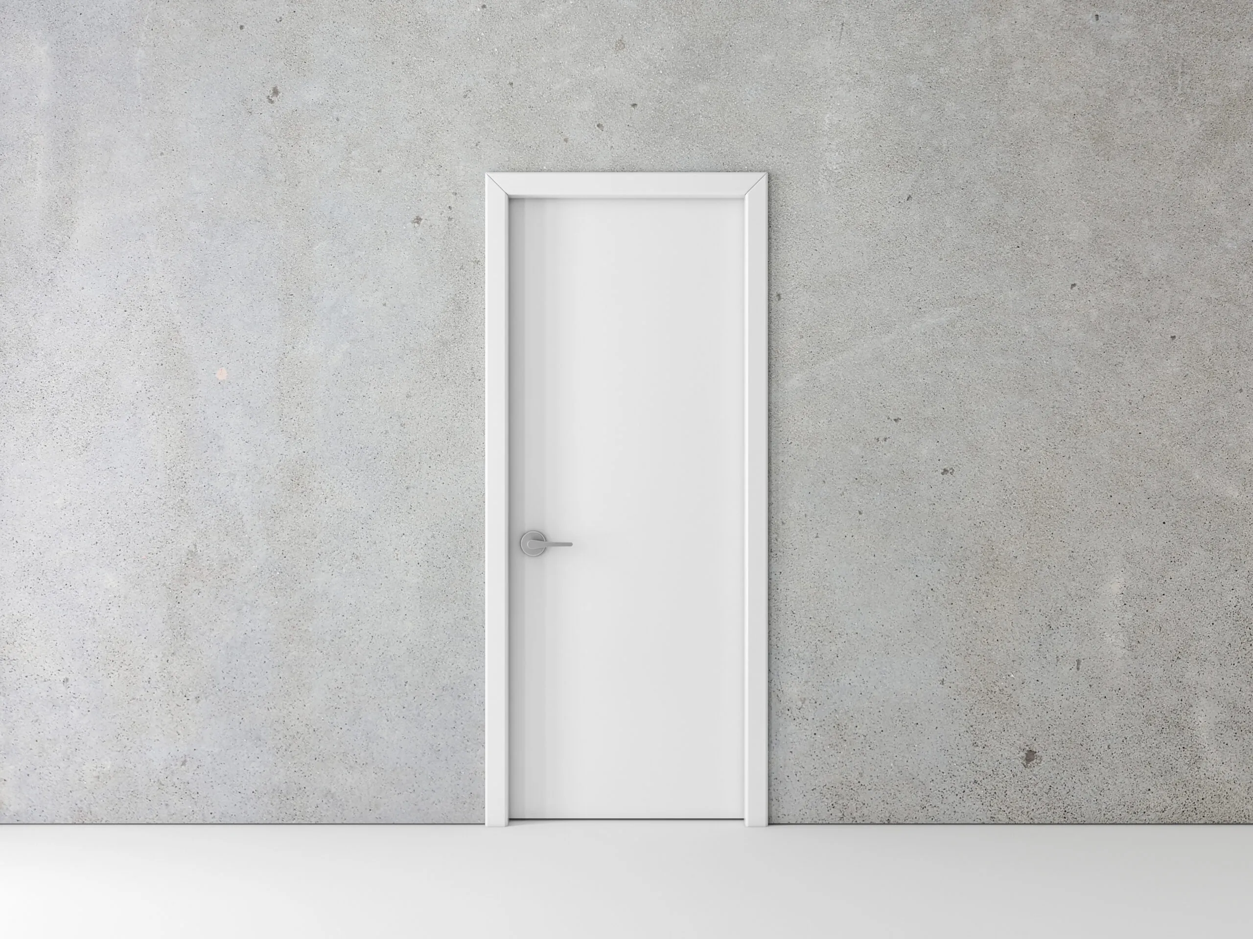 Closed White Door on concrete Wall